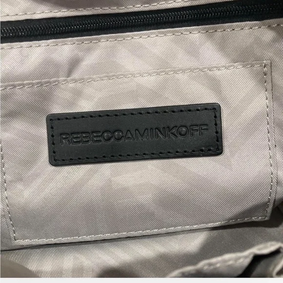 Rebecca Minkoff Moto Grey Pebble Leather Zippered Crossbody Bag - Picture 7 of 8